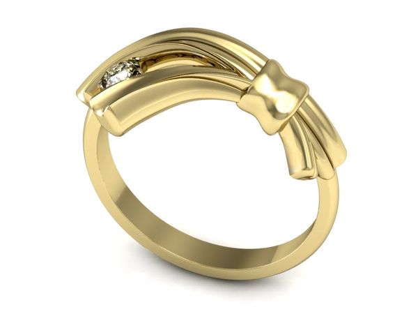 Pierścionek zaręczynowy z brylantem żółte złoto - P15142z