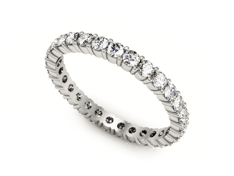 Pierścionek obrączka z brylantami białe złoto - P15144b