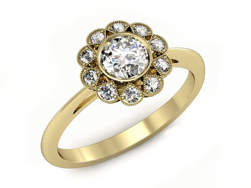 Złoty Pierścionek zaręczynowy z diamentami złoto proba 585 - P15149z