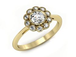Pierścionek zaręczynowy z diamentami złoto 585 - P15149z