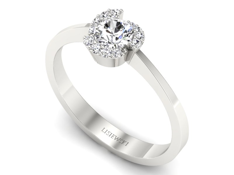 Złoty pierścionek z brylantami białe złoto - P15150b — zdjęcie 3