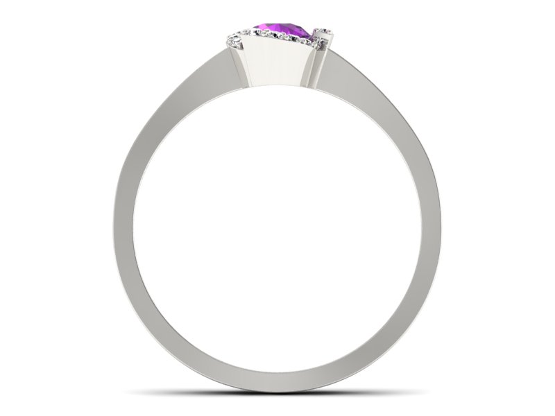 Złoty pierścionek z ametystem i brylantami - P15150bam — zdjęcie 2