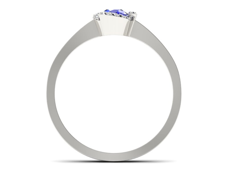 Pierścionek z szafirem białe złoto z brylantami - P15150bszc — zdjęcie 2