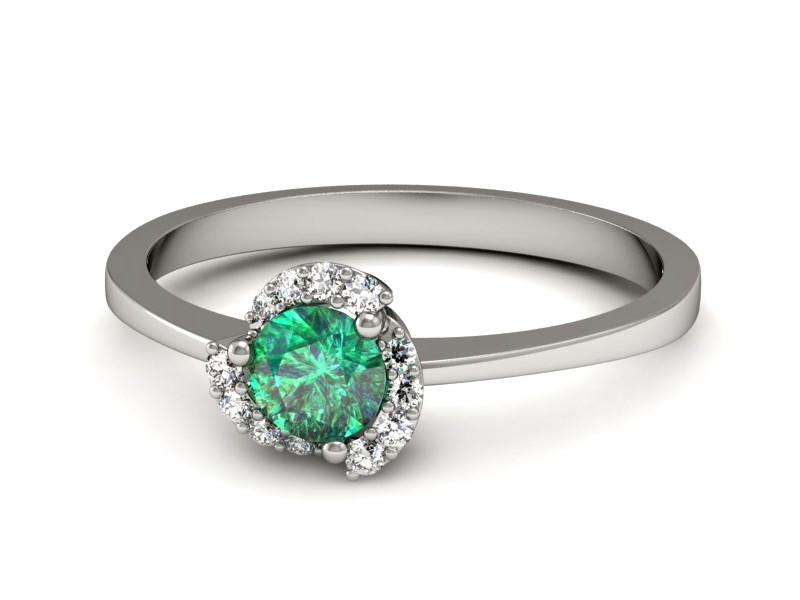 Złoty Pierścionek ze szmaragdem i brylantami - P15150bszm — zdjęcie 3