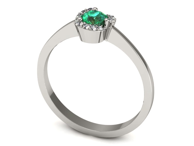 Złoty Pierścionek ze szmaragdem i brylantami - P15150bszm — zdjęcie 2