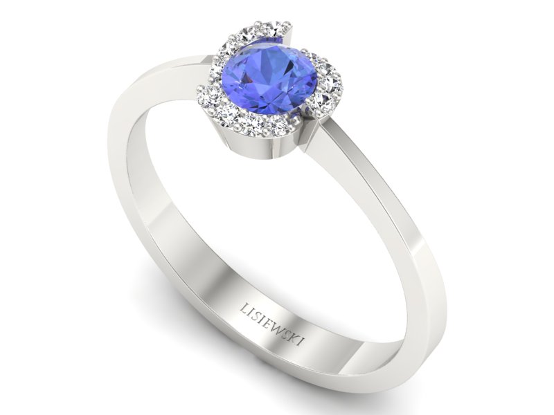 Pierścionek z tanzanitem białe złoto z brylantami - P15150bt — zdjęcie 3