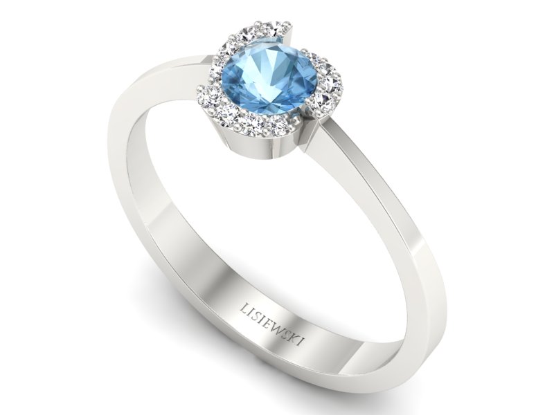 Złoty pierścionek z topazem i brylantami - P15150btp — zdjęcie 3