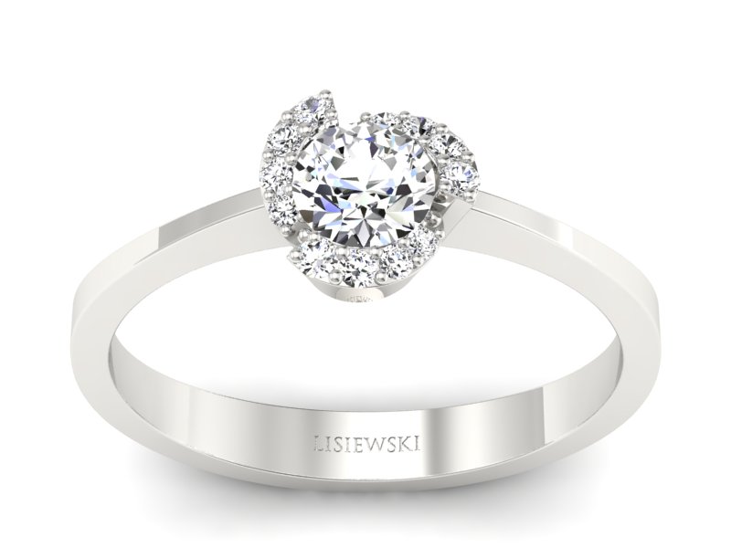 Pierścionek zaręczynowy z brylantami białe złoto - P15150bVV