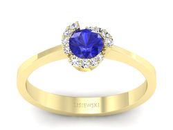 Złoty pierścionek z szafirem i diamentami - P15150zszc