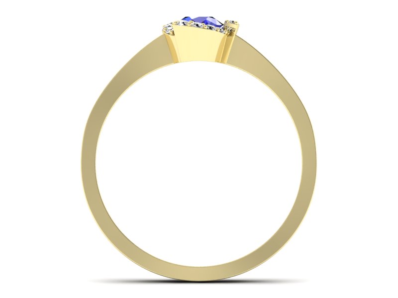 Złoty pierścionek z szafirem i diamentami - P15150zszc — zdjęcie 2