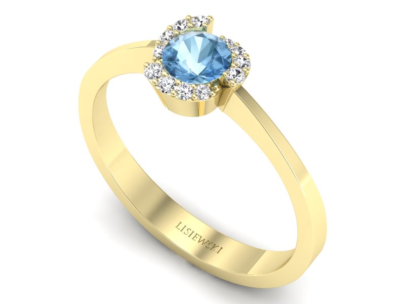 Pierścionek z topazem i brylantami żółte złoto - P15150ztp — zdjęcie 3