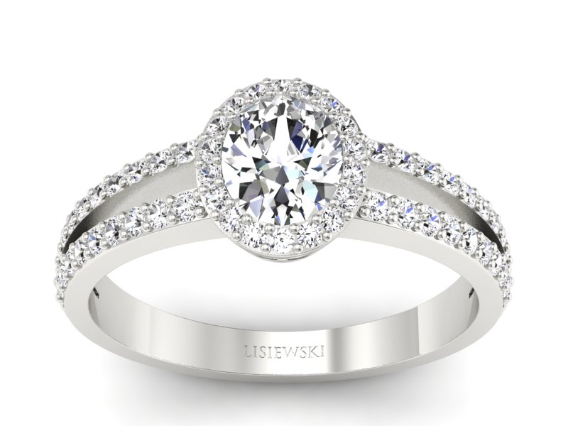 Złoty pierścionek z diamentami białe złoto - P15151b