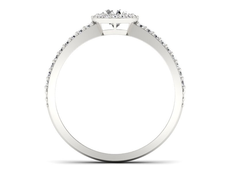 Złoty pierścionek z diamentami białe złoto - P15151b — zdjęcie 2