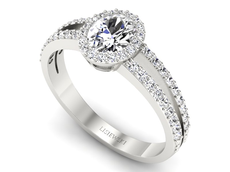 Złoty pierścionek z diamentami białe złoto - P15151b — zdjęcie 3