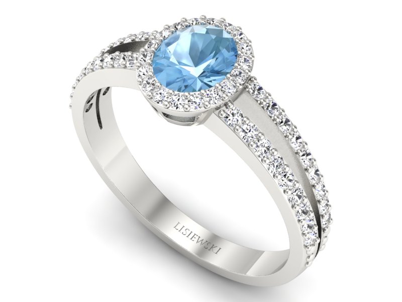 Złoty pierścionek z topazem i brylantami - P15151ba — zdjęcie 3