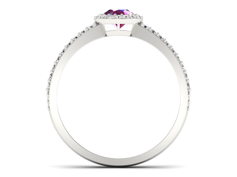 Pierścionek z rubinem i brylantami białe złoto - P15151br — zdjęcie 2