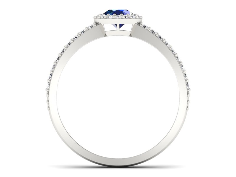 Pierścionek zaręczynowy z szafirem i brylantami - P15151bsz — zdjęcie 2