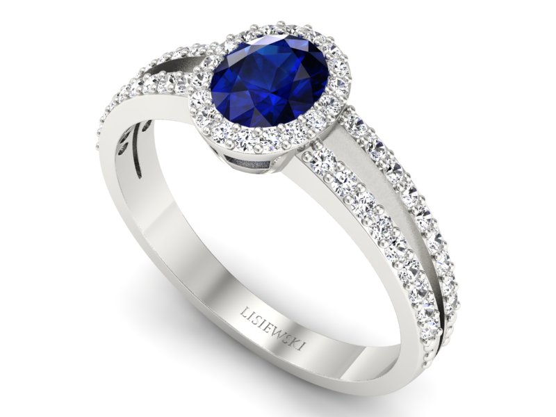 Pierścionek zaręczynowy z szafirem i brylantami - P15151bsz — zdjęcie 3