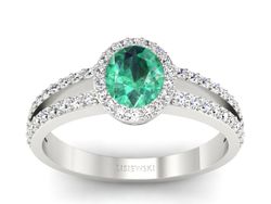 Złoty Pierścionek ze szmaragdem i brylantami - P15151bszm