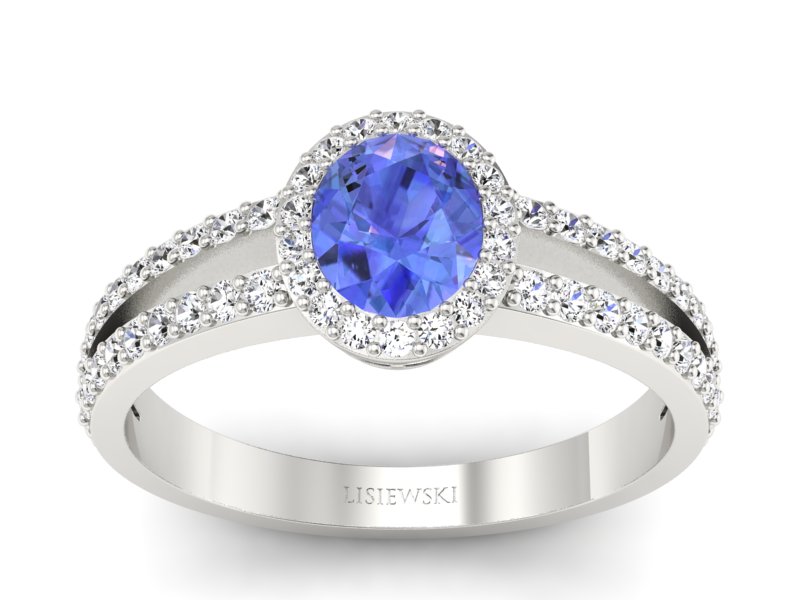 Pierścionek z tanzanitem białe złoto i brylantami - P15151bt