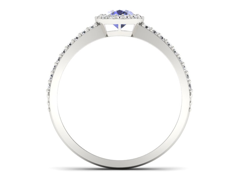 Pierścionek z tanzanitem białe złoto i brylantami - P15151bt — zdjęcie 2