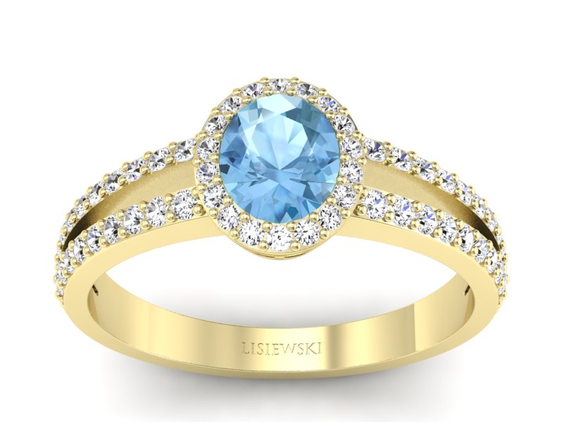 Złoty pierścionek z topazem i brylantami - P15151za