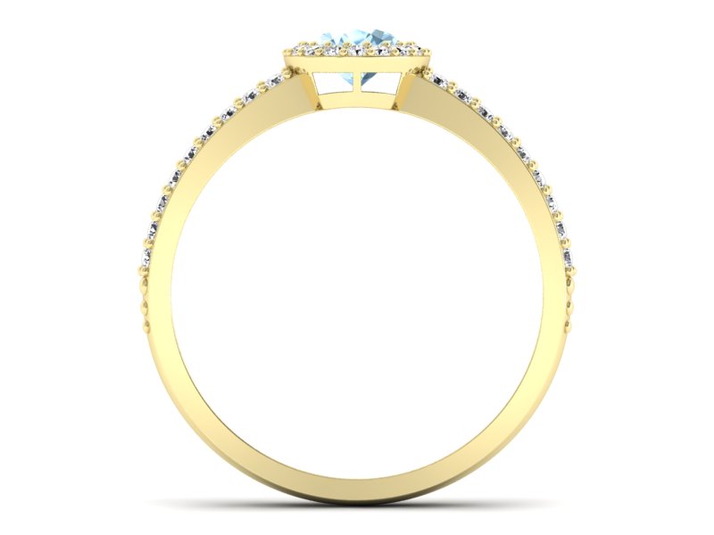 Złoty pierścionek z topazem i brylantami - P15151za — zdjęcie 2