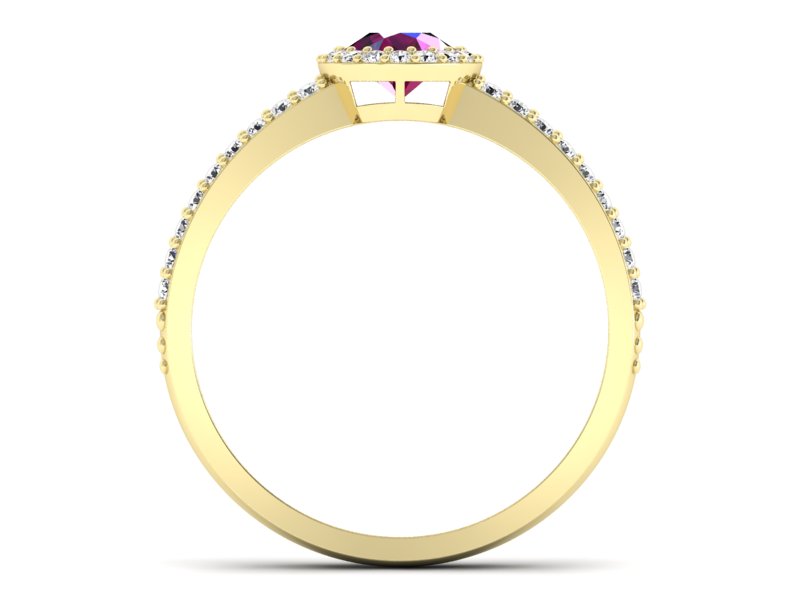 Złoty pierścionek z rubinem i brylantem - P15151zr — zdjęcie 2