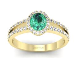 Złoty Pierścionek ze szmaragdem i brylantami - P15151zszm