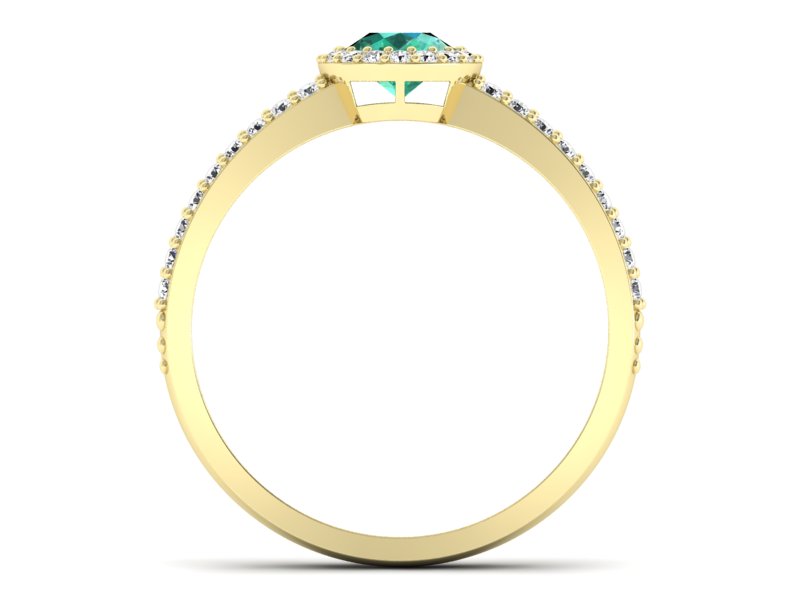 Złoty pierścionek ze szmaragdem i brylantami - P15151zszm — zdjęcie 2