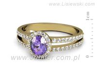 Pierścionek z tanzanitem i brylantami żółte złoto - P15151zt- 2