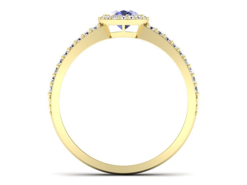 Złoty pierścionek z tanzanitem i brylantami - P15151zt — zdjęcie 2