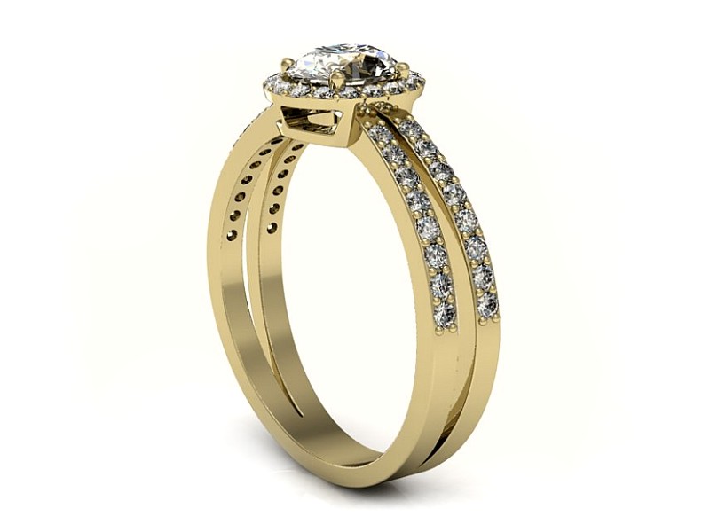 Złoty pierścionek z diamentami żółte złoto - P15154z — zdjęcie 2