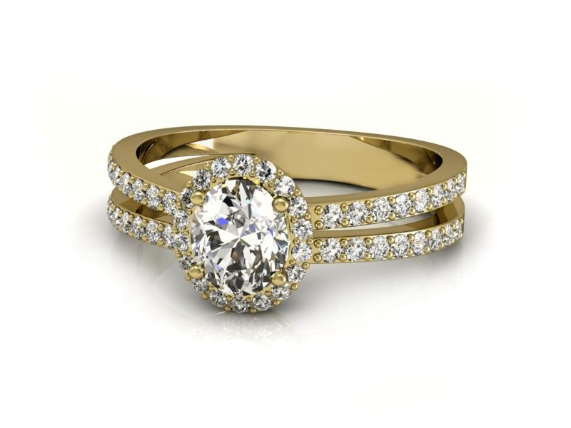 Złoty pierścionek z diamentami żółte złoto - P15154z — zdjęcie 3