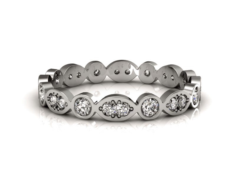 Pierścionek obrączka z brylantami białe złoto - P15156b — zdjęcie 3