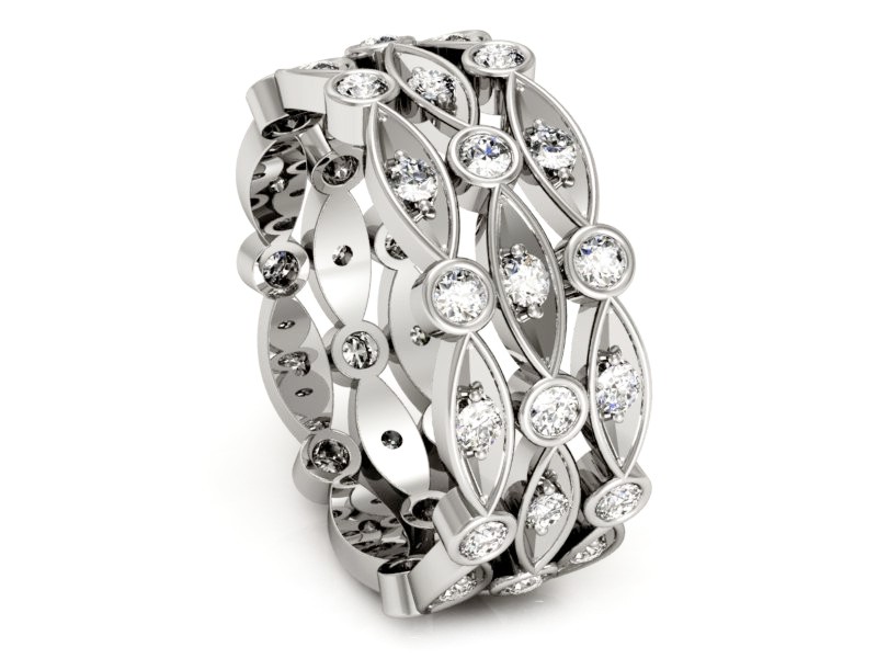 Obrączka z brylantami białe złoto soczewkowa - P15161b — zdjęcie 3