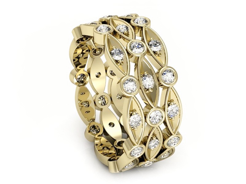 Obrączka z brylantami żółte złoto soczewkowa - P15161z — zdjęcie 3