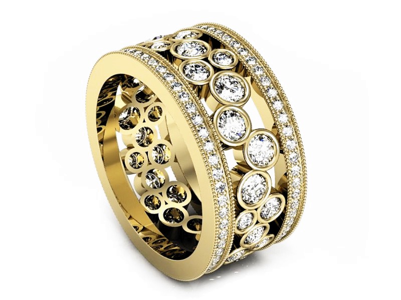 Obrączka z brylantami żółte złoto soczewkowa - P15163z — zdjęcie 3