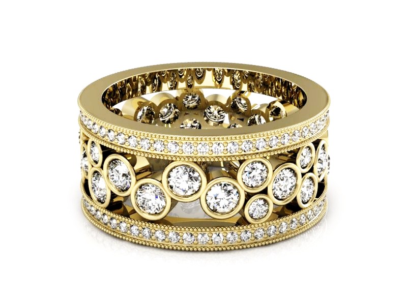 Obrączka z brylantami żółte złoto soczewkowa - P15163z — zdjęcie 2