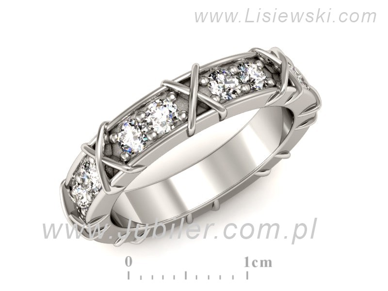 Pierscionek Obrączka z brylantami białe złoto próba 585 - P15164b - 1