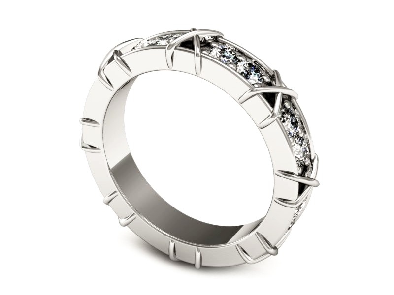 Obrączka z brylantami białe złoto - P15164b — zdjęcie 3