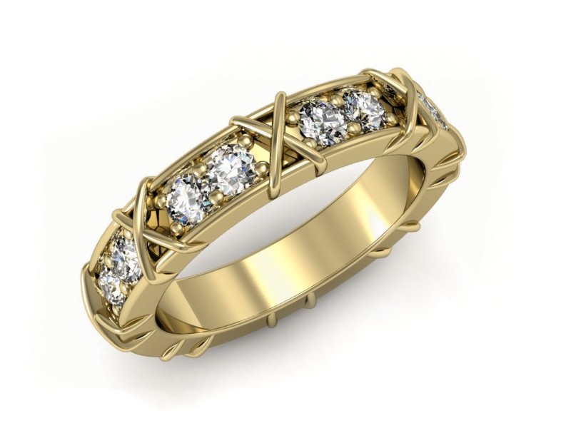 Obrączka z brylantami żółte złoto - P15164z — zdjęcie 3