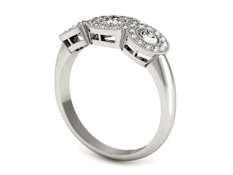 Złoty pierścionek z brylantami białe złoto - P15166b — zdjęcie 3