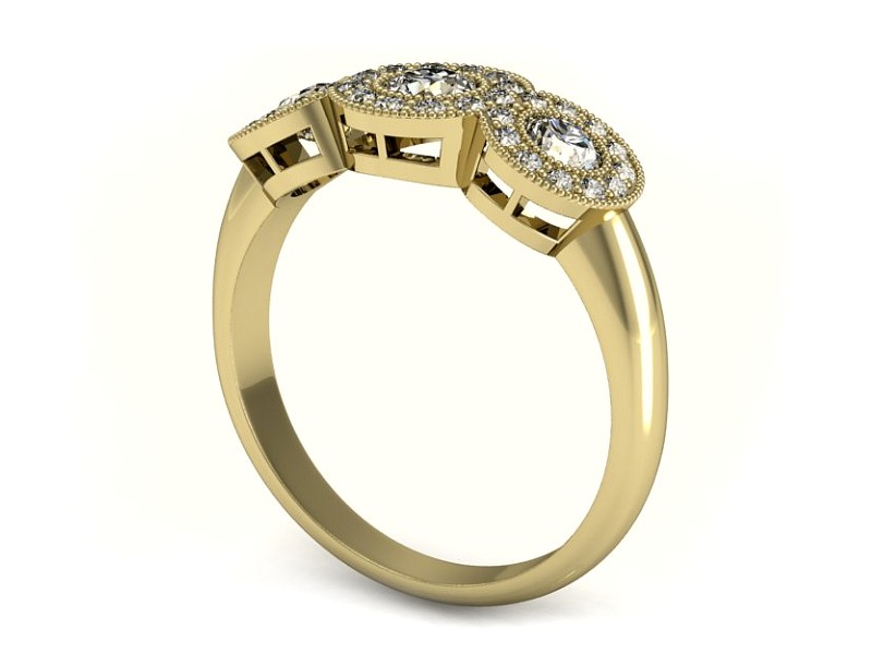 Złoty pierścionek z brylantami żółte złoto - P15166z — zdjęcie 3