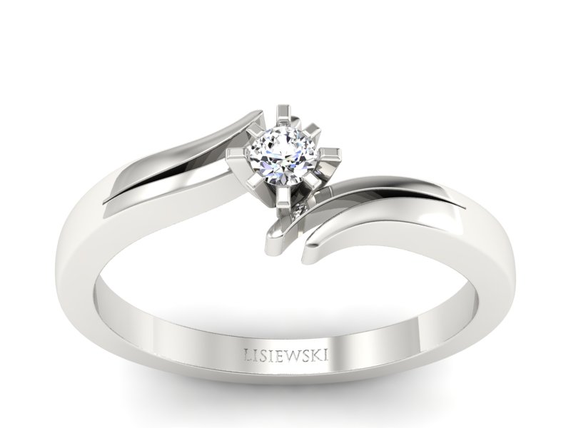 Złoty pierścionek z brylantem białe złoto - P15167b