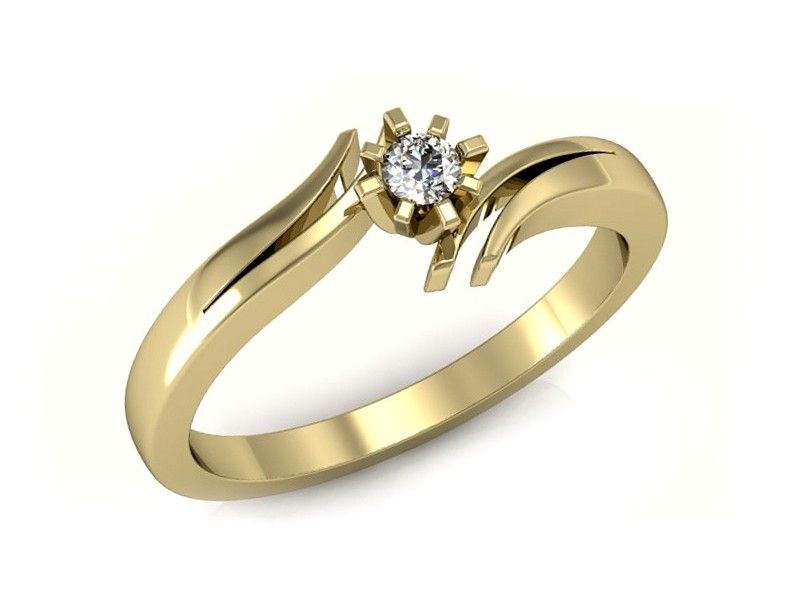 Złoty Pierścionek zaręczynowy z brylantem gold 14k złoto 585 - P15167z