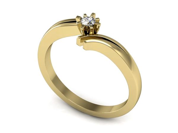 Złoty Pierścionek zaręczynowy z brylantem - P15167z