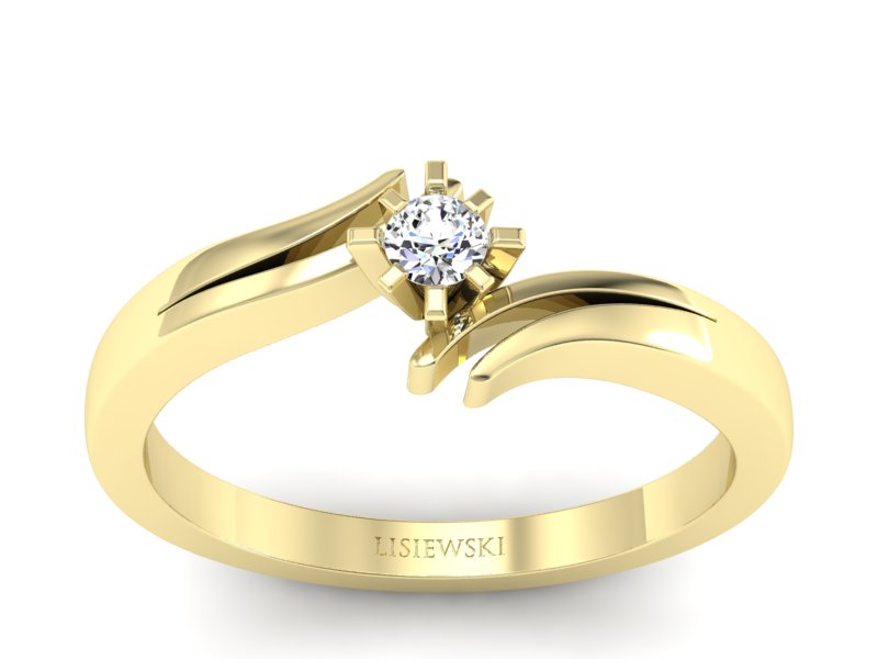 Złoty pierścionek zaręczynowy z brylantem - P15167z