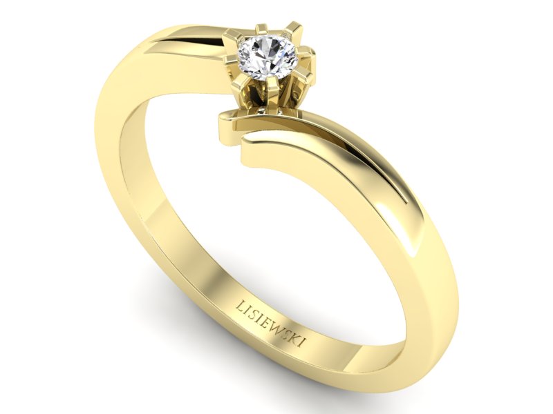 Złoty pierścionek zaręczynowy z brylantem - P15167z — zdjęcie 3