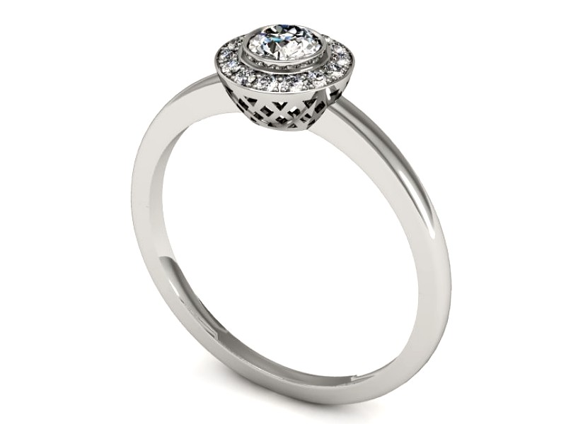 Złoty pierścionek z brylantami białe złoto - P15168b — zdjęcie 3